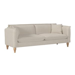 Canapé rembourré moderne Henry Brentwood Valley Designs en tissu bouclé crème avec coussins amovible, 82,75 po l