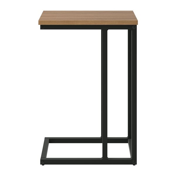 Table d'appoint étroite en forme de C Harmony Brentwood Valley Designs en simili bois brun avec base noire