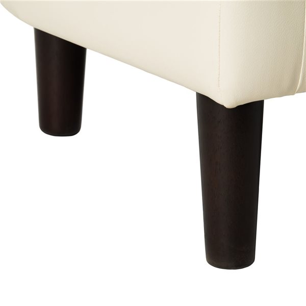 Fauteuil tonneau d'accent Harper Brentwood Valley Designs en faux cuir PU blanc moderne et pattes en bois