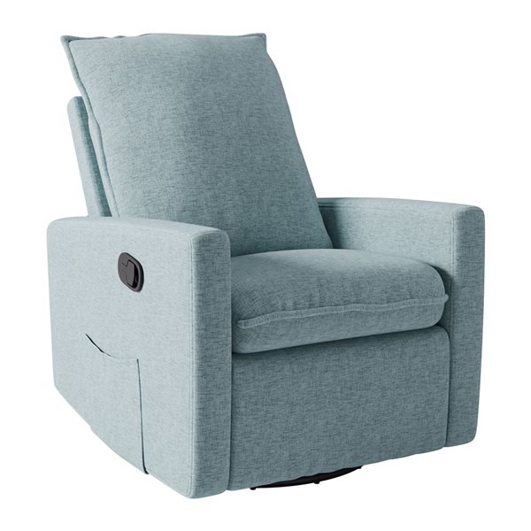 Brentwood Valley Designs Mia Swivel Recliner Chair in Blue Plush Upholstered Fabric