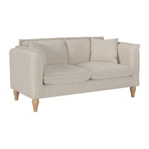 Causeuse rembourrée moderne Henry Brentwood Valley Designs en tissu bouclé crème avec coussins amovible, 61 po l