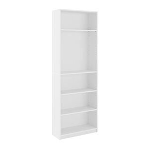 Brentwood Valley Designs Dante White MDF Bookcase with 5 Shelves - 24.75 x 70.75 x 9.75-in