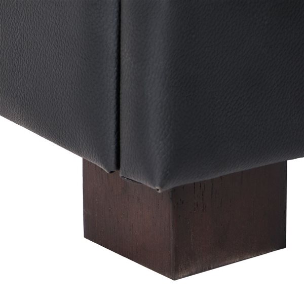 Petit ottoman Elliot Brentwood Valley Designs en faux cuir PU noir capitonné avec rangement, 15,5 x 23,25 po