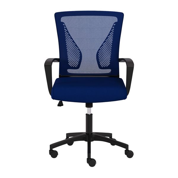 Chaise de bureau pivotante Spencer Brentwood Valley Designs avec dossier en maille bleu et base noire