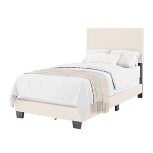 Base de lit simple rembourré avec tête de lit Nova Brentwood Valley Designs en tissu bouclé blanc cassé