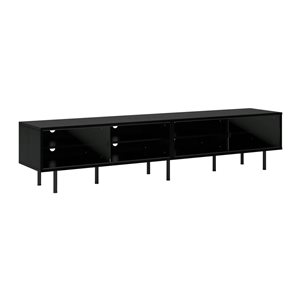 Brentwood Valley Designs Chroma Black Faux Wood Double TV Stand with Glass Doors - 15.75 x 17 x 76-in