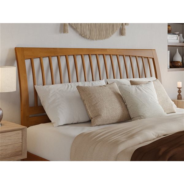 AFI Roslyn King Platform Bed with Panel Footboard and Storage Drawers - Light Toffee