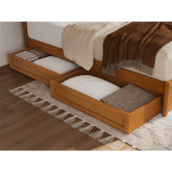 AFI Roslyn King Platform Bed with Panel Footboard and Storage Drawers - Light Toffee