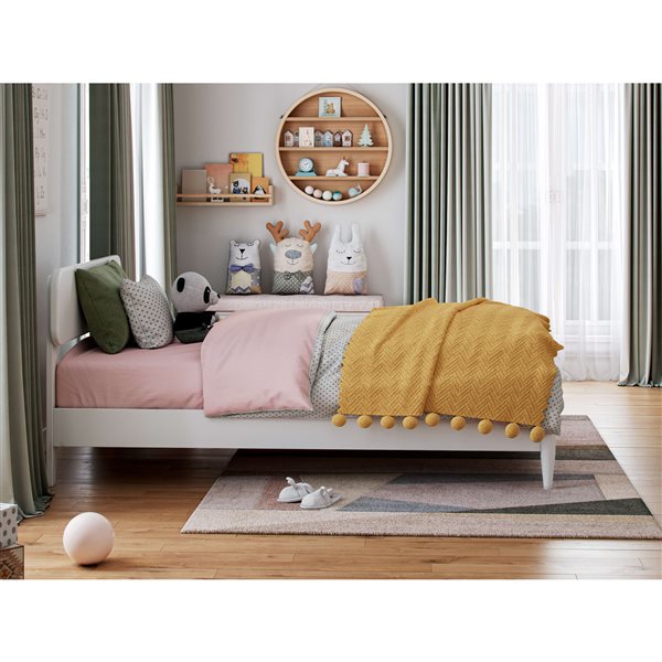 AFI Florence Twin Solid Wood Low Profile Platform Bed - White