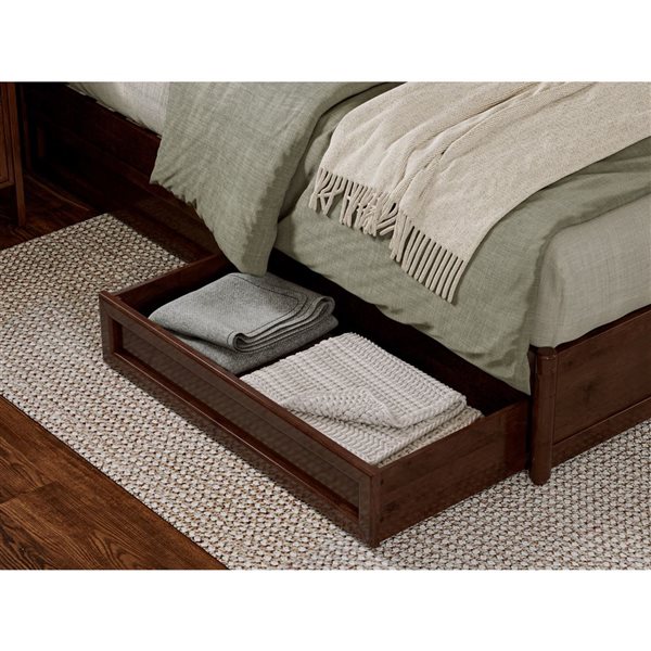 AFI Andorra King Platform Bed with Panel Footboard and Storage Drawers - Walnut