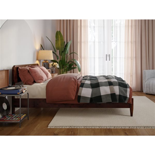 AFI Florence Full Solid Wood Low Profile Platform Bed - Walnut