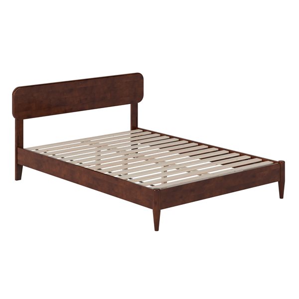 AFI Florence Full Solid Wood Low Profile Platform Bed - Walnut