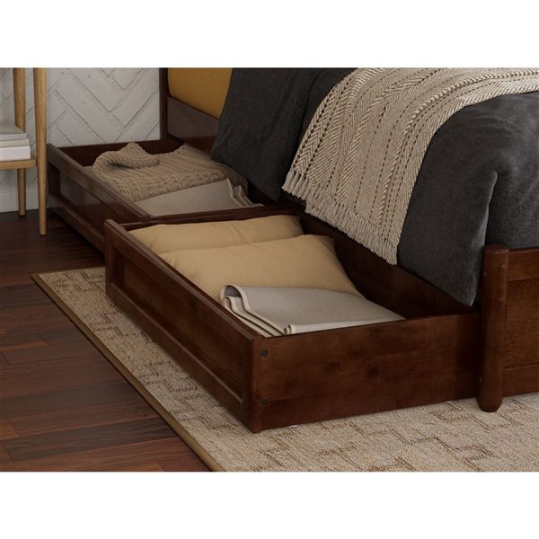 AFI Malta Full Platform Bed with Panel Footboard and Storage Drawers - Walnut