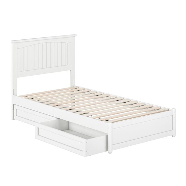AFI Malta Twin Platform Bed with Panel Footboard and Storage Drawers - White
