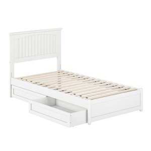 AFI Malta Twin Platform Bed with Panel Footboard and Storage Drawers - White