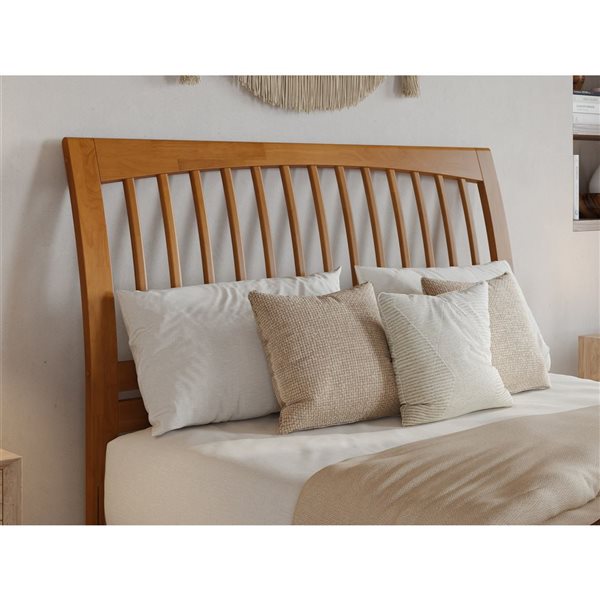 AFI Roslyn Queen Platform Bed with Panel Footboard and Storage Drawers - Light Toffee