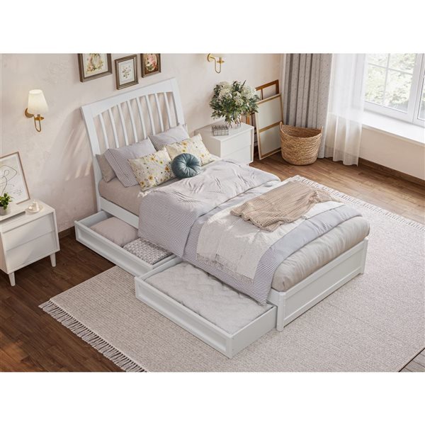 AFI Roslyn Twin XL Platform Bed with Panel Footboard and Storage Drawers - White