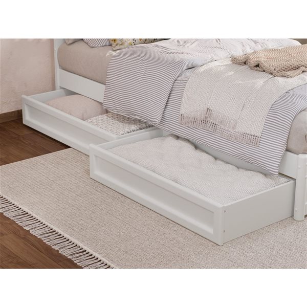 AFI Roslyn Twin XL Platform Bed with Panel Footboard and Storage Drawers - White