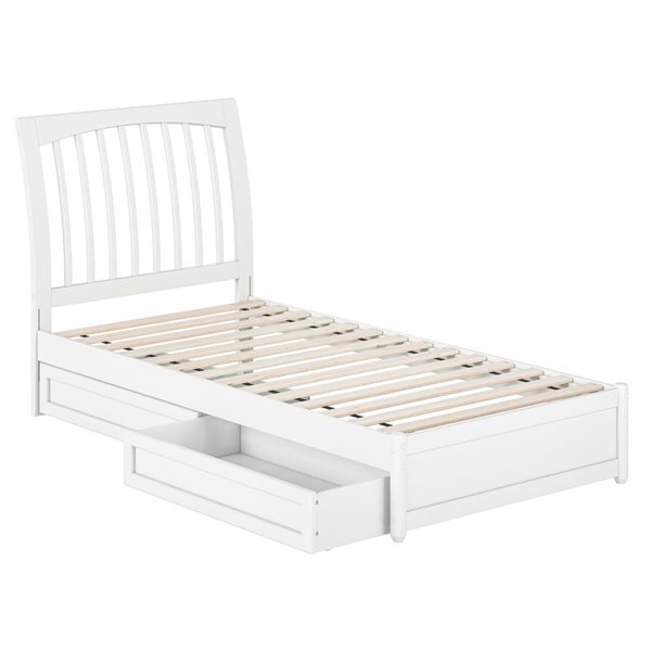 AFI Roslyn Twin XL Platform Bed with Panel Footboard and Storage Drawers - White