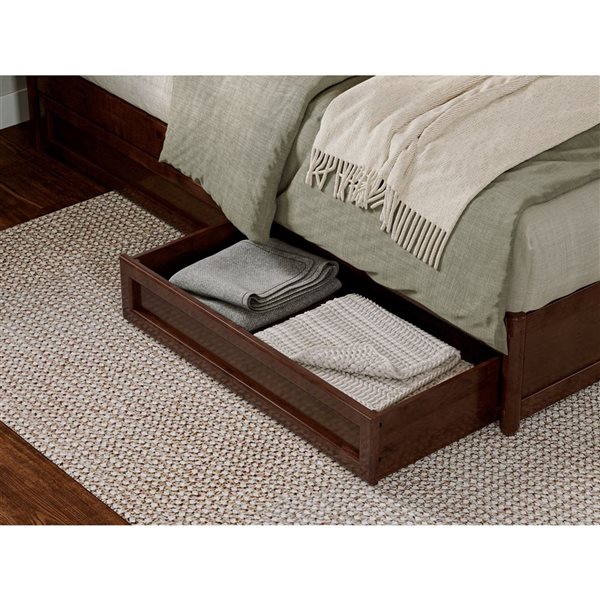AFI Roslyn Queen Platform Bed with Panel Footboard and Storage Drawers - Walnut
