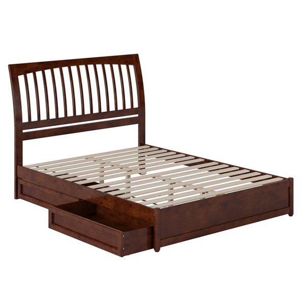 AFI Roslyn Queen Platform Bed with Panel Footboard and Storage Drawers - Walnut