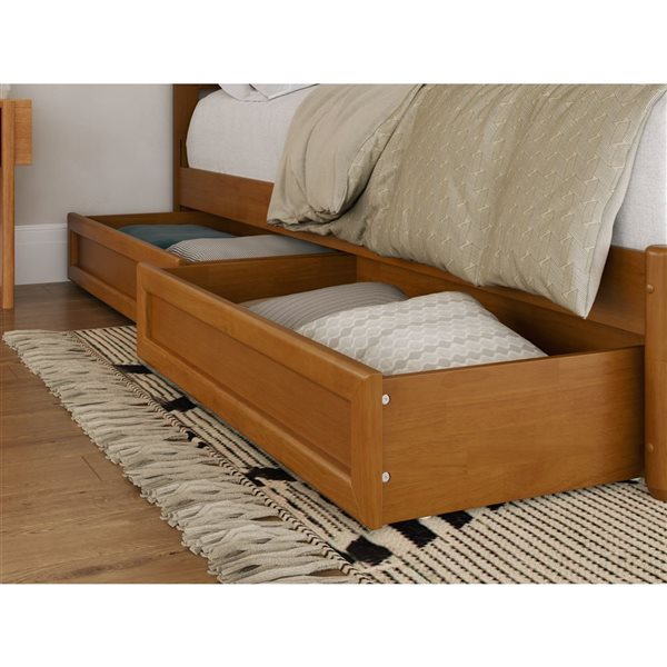 AFI Malta King Platform Bed with Panel Footboard and Storage Drawers - Light Toffee