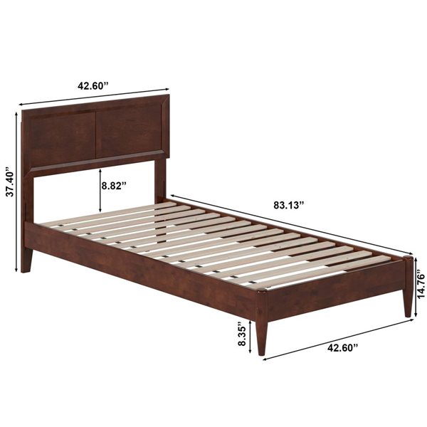AFI Sophia Twin XL Solid Wood Low Profile Platform Bed - Walnut
