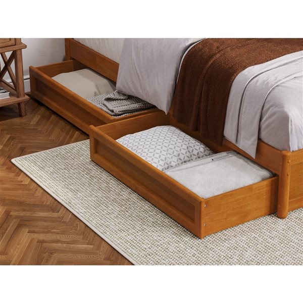 AFI Barcelona Queen Panel Platform Bed with Storage Drawers - Light Toffee