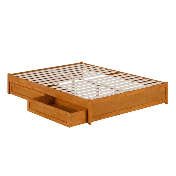 AFI Barcelona Queen Panel Platform Bed with Storage Drawers - Light Toffee