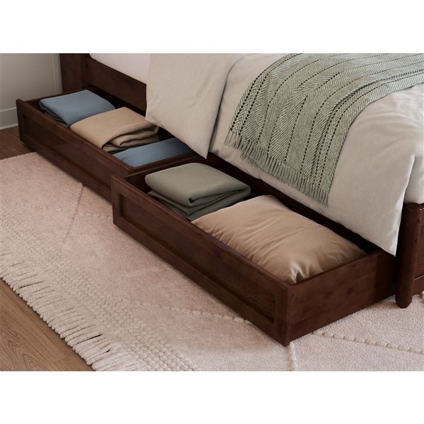 AFI Hadley Full Platform Bed with Panel Footboard and Storage Drawers - Walnut