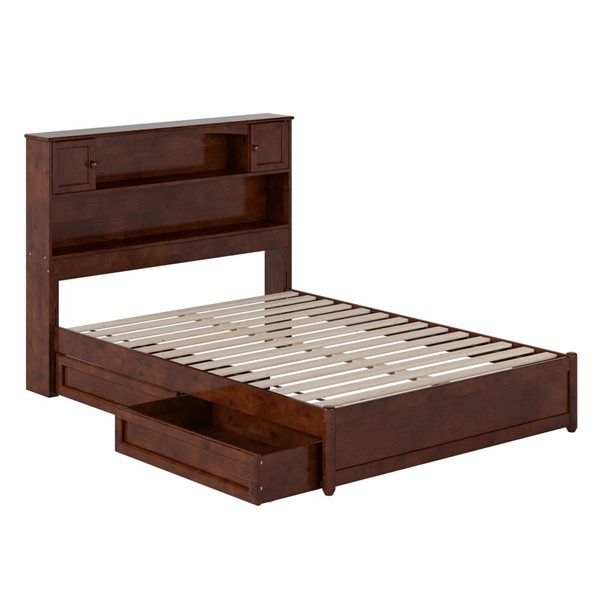 AFI Hadley Full Platform Bed with Panel Footboard and Storage Drawers - Walnut