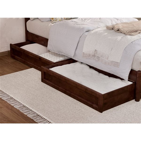 AFI Roslyn Twin XL Platform Bed with Panel Footboard and Storage Drawers - Walnut