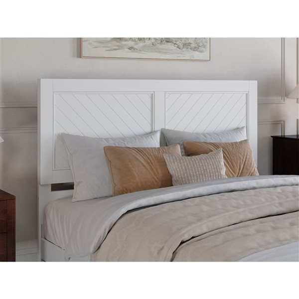 AFI Clayton Queen Platform Bed with Panel Footboard and Storage Drawers - White