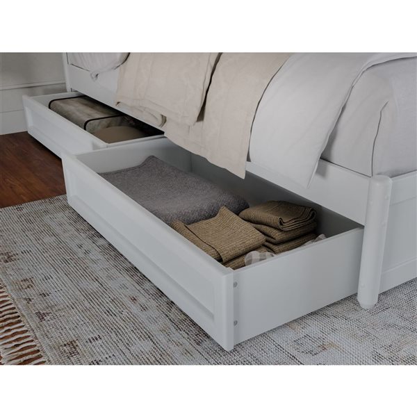AFI Clayton Queen Platform Bed with Panel Footboard and Storage Drawers - White