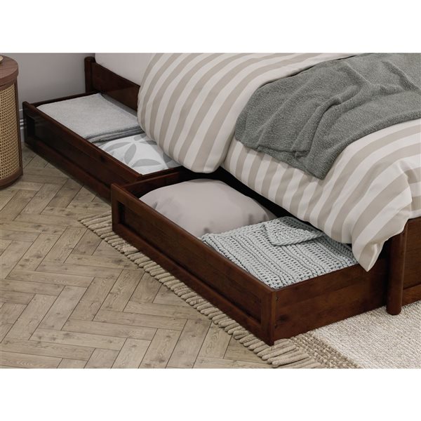 AFI Barcelona Queen Panel Platform Bed with Storage Drawers - Walnut