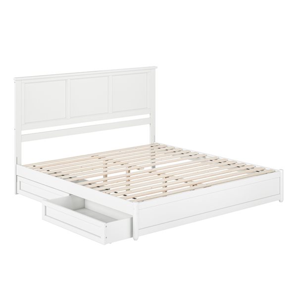 AFI Felicity King Platform Bed with Panel Footboard and Storage Drawers - White