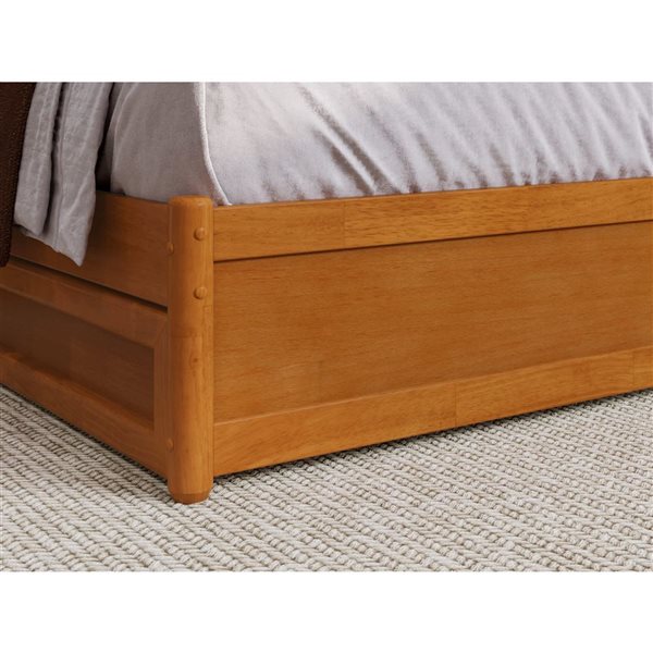 AFI Barcelona King Panel Platform Bed with Storage Drawers - Light Toffee