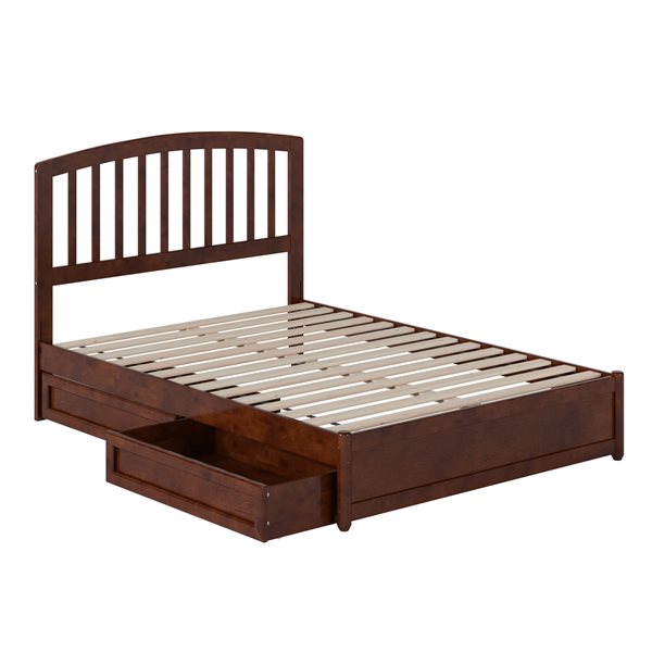 AFI Lucia Full Platform Bed with Panel Footboard and Storage Drawers - Walnut