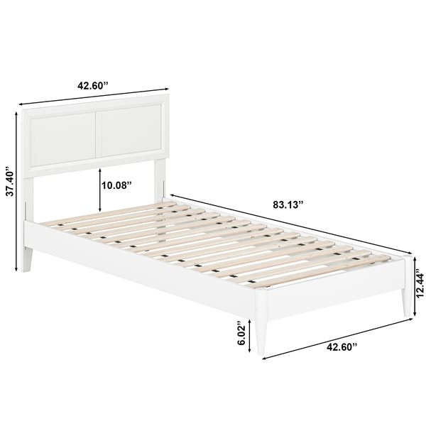 AFI Sophia Twin XL Solid Wood Low Profile Platform Bed - White