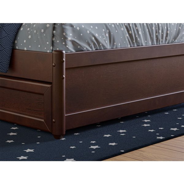 AFI Barcelona Twin Panel Platform Bed with Storage Drawers - Walnut