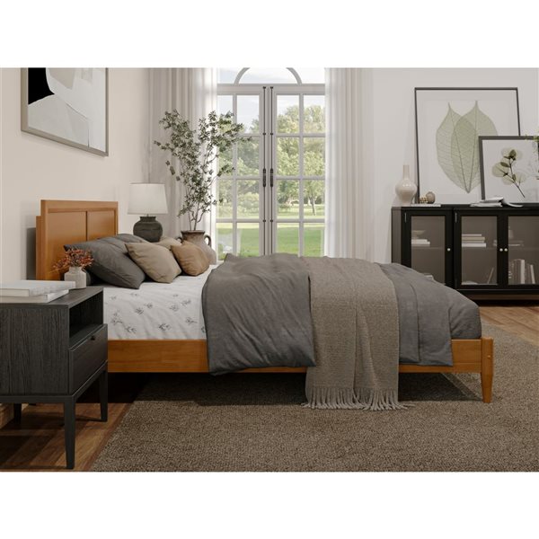 AFI Sophia Queen Solid Wood Low Profile Platform Bed - Light Toffee