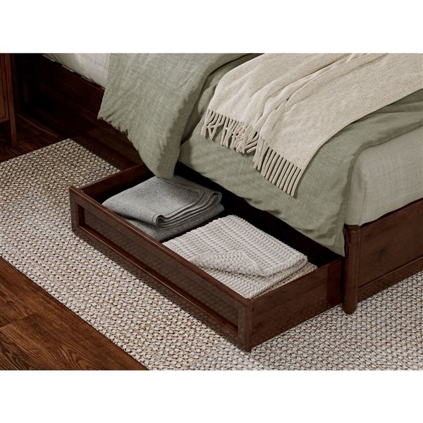 AFI Roslyn King Platform Bed with Panel Footboard and Storage Drawers - Walnut