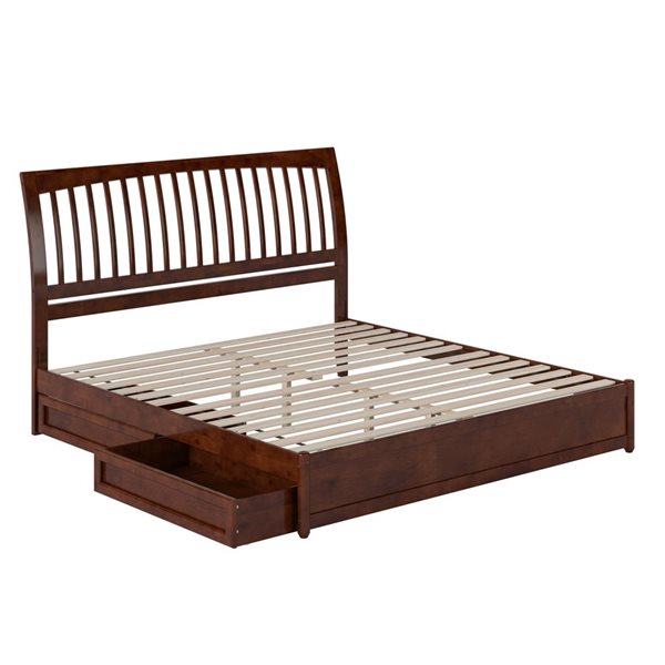 AFI Roslyn King Platform Bed with Panel Footboard and Storage Drawers - Walnut