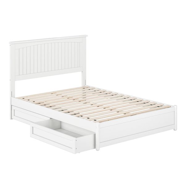 AFI Malta Full Platform Bed with Panel Footboard and Storage Drawers - White