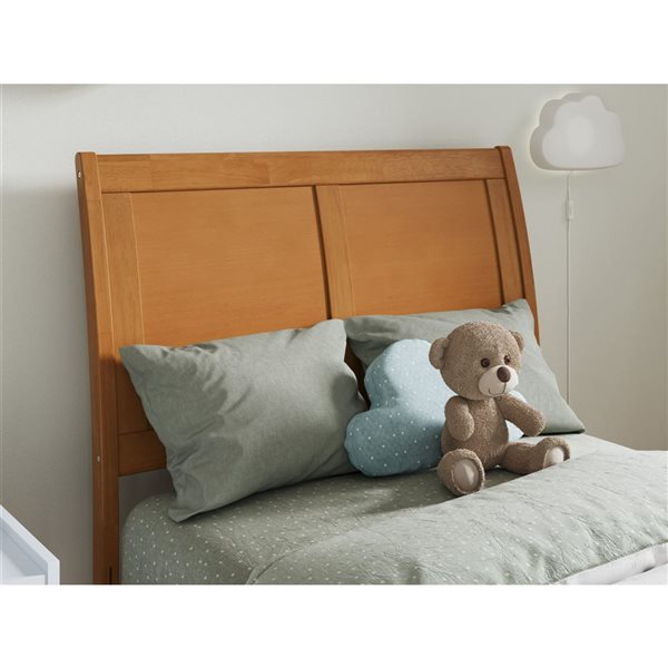 AFI Andorra Twin Platform Bed with Panel Footboard and Storage Drawers - Light Toffee