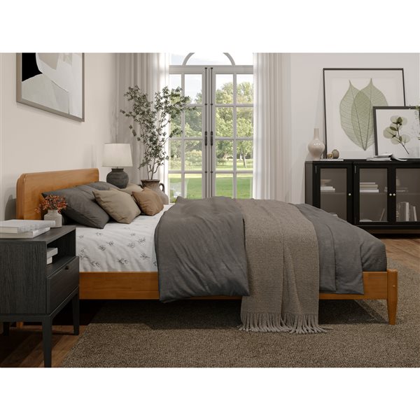 AFI Florence King Solid Wood Low Profile Platform Bed - Light Toffee