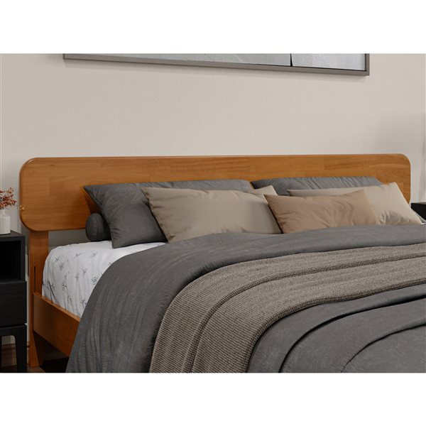 AFI Florence King Solid Wood Low Profile Platform Bed - Light Toffee