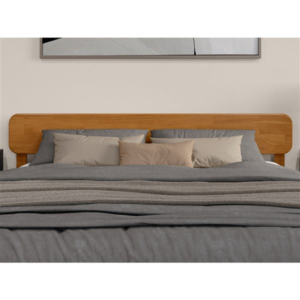 AFI Florence King Solid Wood Low Profile Platform Bed - Light Toffee