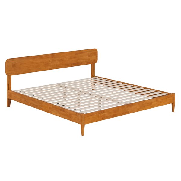 AFI Florence King Solid Wood Low Profile Platform Bed - Light Toffee
