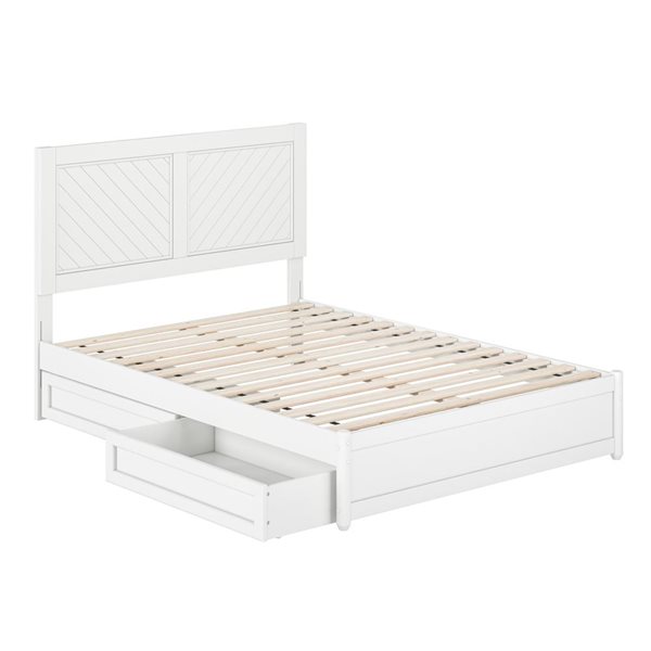 AFI Clayton Full Platform Bed with Panel Footboard and Storage Drawers - White